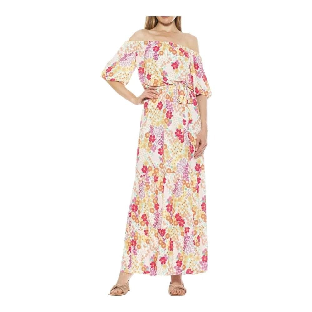 Alexia Admor Harlow Off The Shoulder Floral Maxi Dress Medium EUC Boho Medium